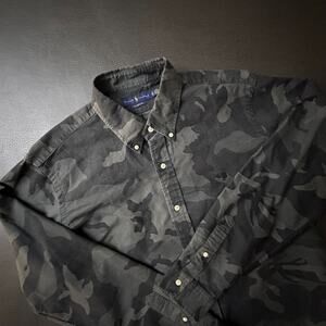 Ralph Lauren Camo Shirt Mens XL Gray Button Down Whiskered Classic Skate Street